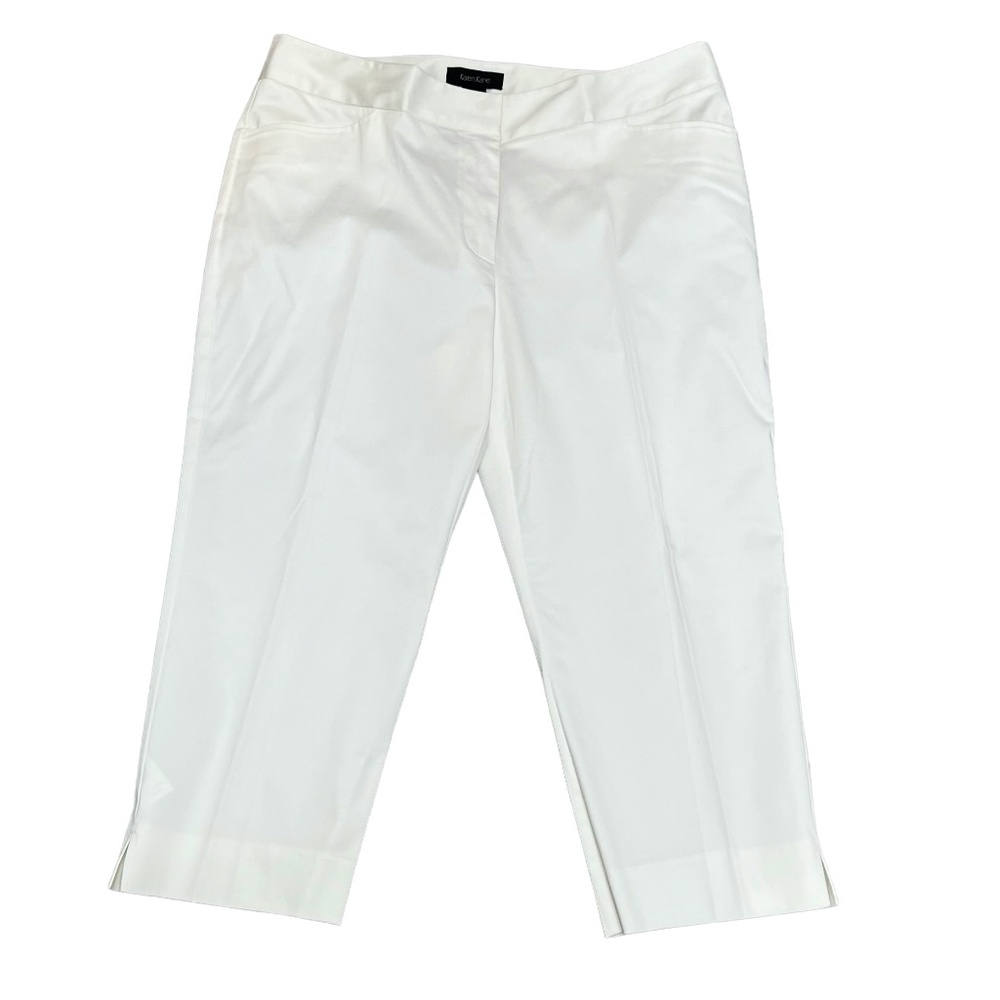 KAREN KANE WINTER WHITE CROPPED FLAT FRONT PANTS SIZE 16